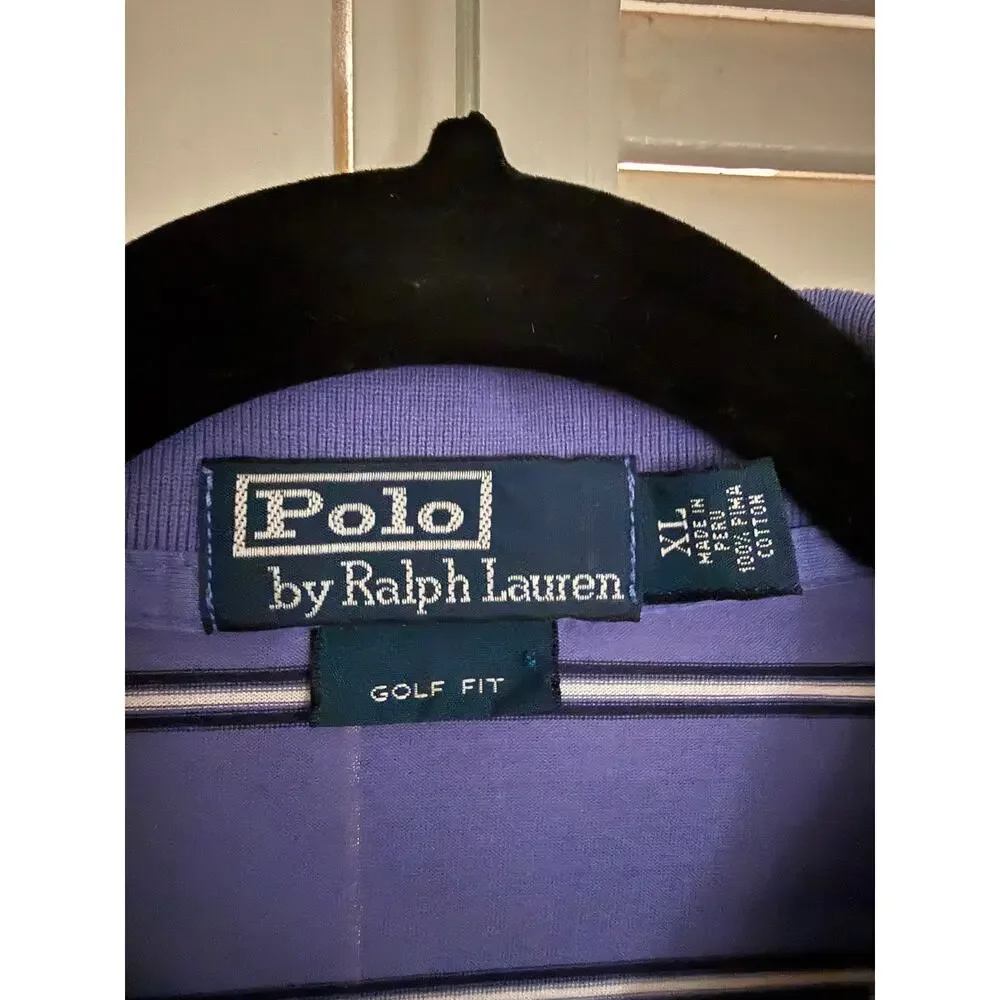 Ralph Lauren Purple Cotton Stripe Short Sleeve  Golf Fit Polo Size XL Preppy